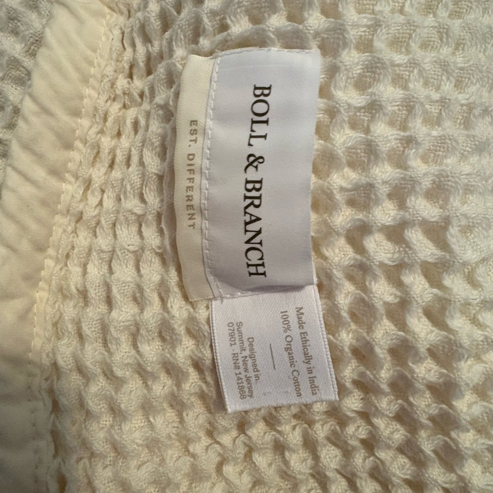 Boll & Branch Cream Waffle Blanket - King - Picture 4 of 6